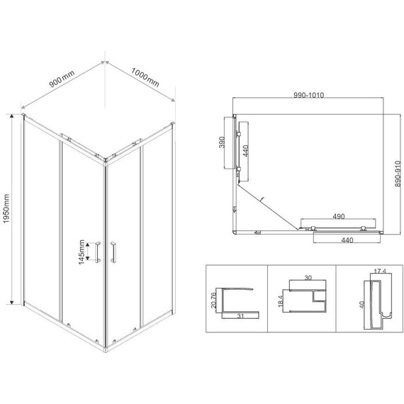 Душевое ограждение Vincea City 100x90 см VSS-5CT9010CL, хром/прозрачное - фото 6
