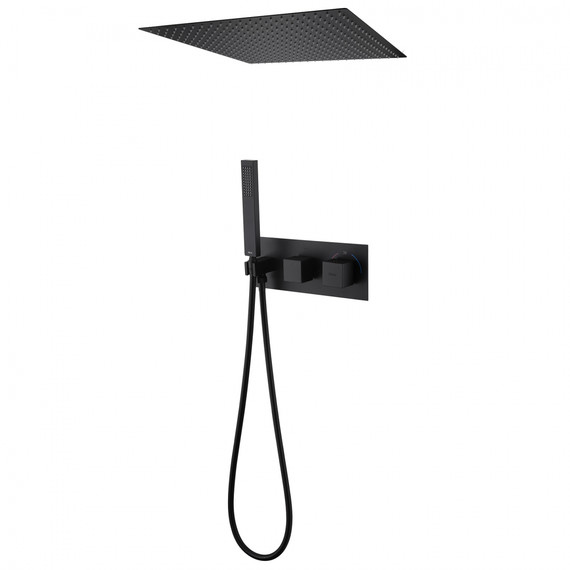 Душевая система для душа с термостатом Abber Daheim AF8255B, черный матовый - фото 