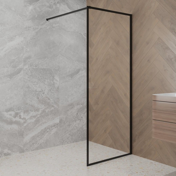 Душевая перегородка Paini 80 см PAINI-WalkIN80F (стекло 8 мм) с кронштейном в комплекте, чёрный/прозрачное - фото 