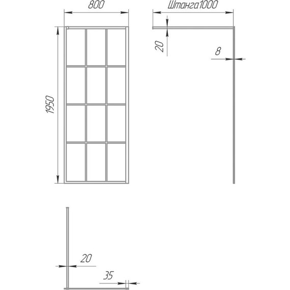 Душевая перегородка Paini 80 см PAINI-WalkIN80G (стекло 8 мм) с кронштейном в комплекте, чёрный/прозрачное - фото 10