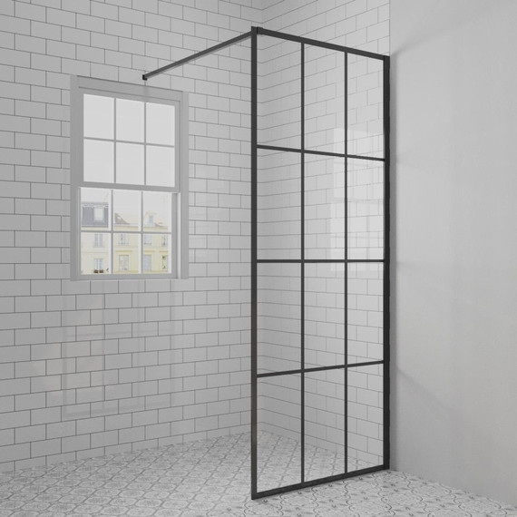 Душевая перегородка Paini 90 см PAINI-WalkIN90G (стекло 8 мм) с кронштейном в комплекте, чёрный/прозрачное - фото 