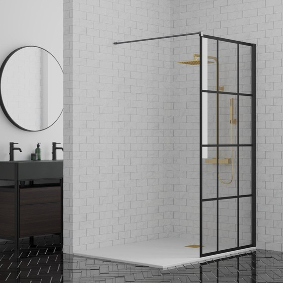 Душевая перегородка Paini 80 см PAINI-WalkIN80G (стекло 8 мм) с кронштейном в комплекте, чёрный/прозрачное - фото 3
