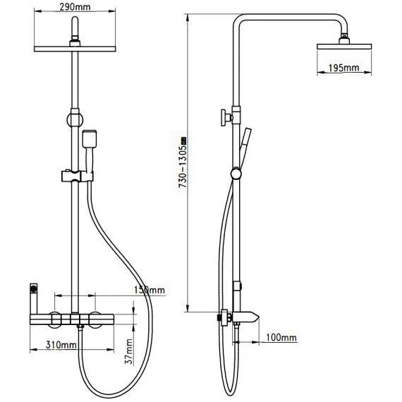 Душевая стойка с гигиеническим душем Dikalan AL-99098, серый матовый - фото 9