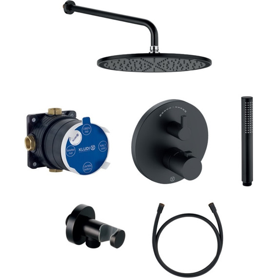 Душевая система для душа с термостатом Kludi Nova Fonte 208313915, черный матовый - фото 2