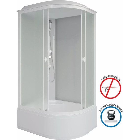 Душевая кабина Niagara Promo P120/80/40L/MT 120x80 см, с глубоким поддоном 40 см, профиль белый, стекло матовое (безсиликоновая сборка) - фото 2