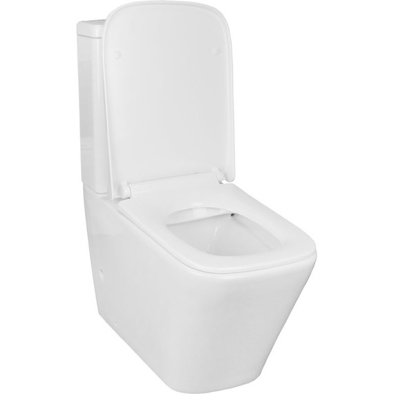 Унитаз-компакт безободковый Azario Quadro AZ-2175 с крышкой микролифт, Цвет производителя: белый - фото 2