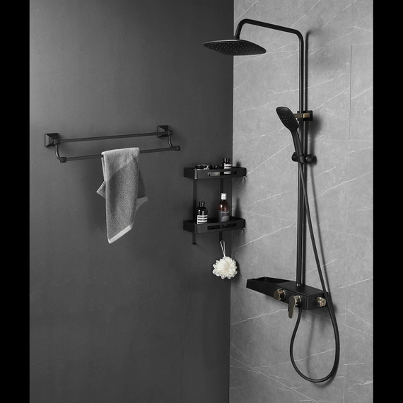 Душевая стойка Azario AZ-801-2, черный/золото, Цвет производителя: чёрный, золото - фото 5