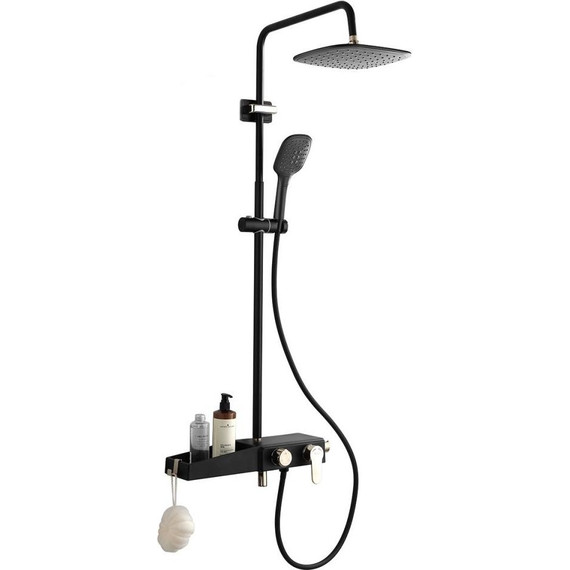 Душевая стойка Azario AZ-801-2, черный/золото, Цвет производителя: чёрный, золото - фото 