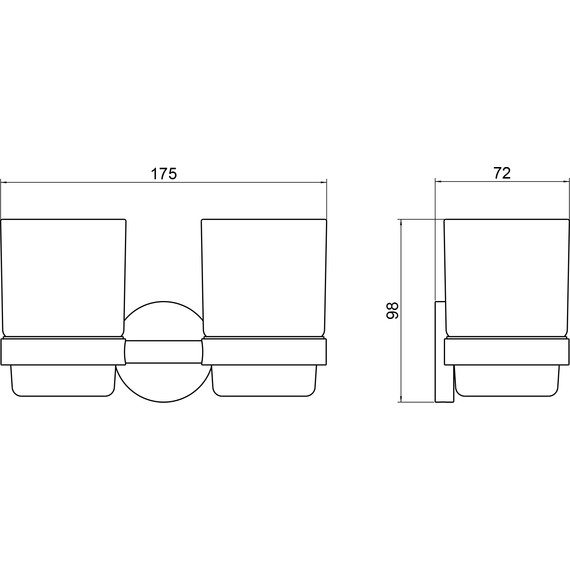 Стакан двойной для зубных щеток Timo Saona 13034/03, цвет чёрный матовый - фото 2