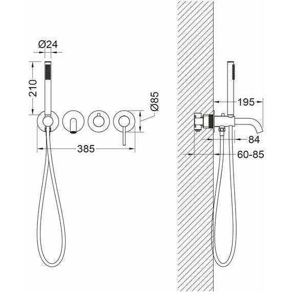 Смеситель для ванны Timo Saona 2314/16YSM, белый матовый - фото 3