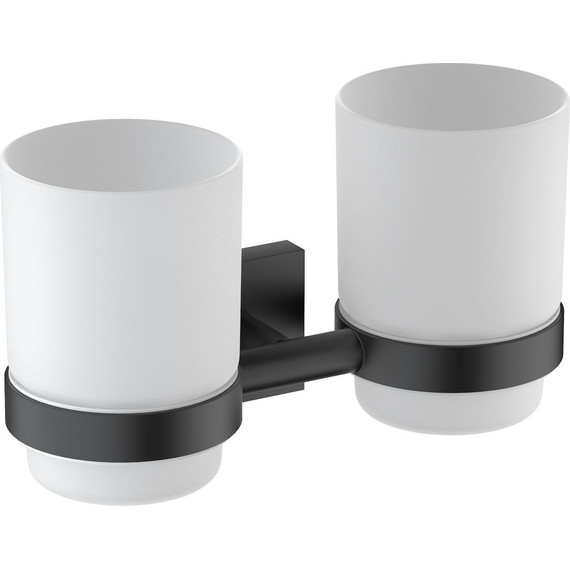 Стакан двойной для зубных щеток Timo Selene 12034/03, черный матовый - фото 