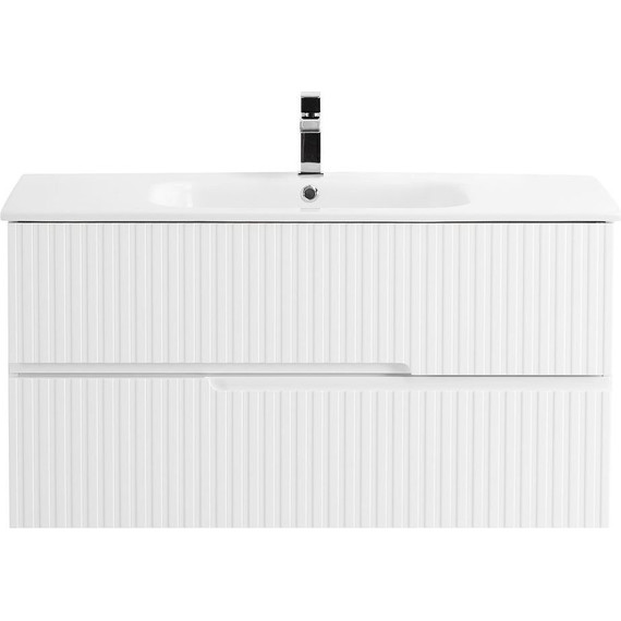 Тумба подвесная с раковиной Cezares DUET-1000-2C-SO-BO 100 см, Bianco Opaco - фото 