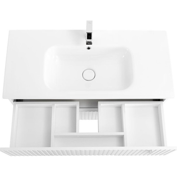 Тумба подвесная с раковиной Cezares DUET-1000-2C-SO-BO 100 см, Bianco Opaco - фото 9