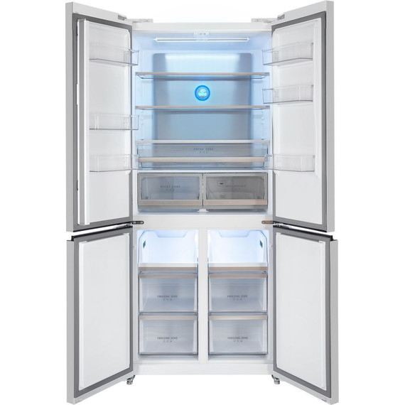 Холодильник Side by Side Hiberg RFQ-600DX NFGW inverter, белое мерцающее стекло - фото 4