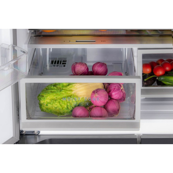 Холодильник Side by Side Hiberg RFQ-600DX NFGY inverter, бежевое стекло с полосками - фото 6