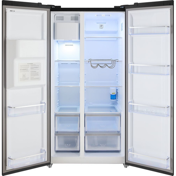 Холодильник Side by Side Hiberg RFS-650DX NFGB inverter, чёрное мерцающее стекло - фото 4