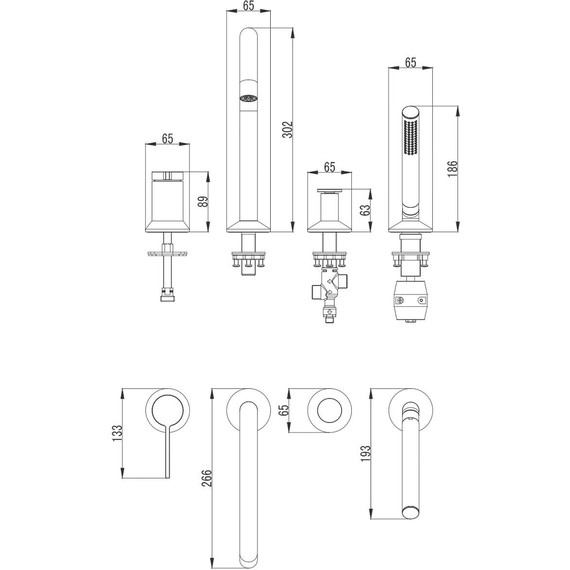 Смеситель для ванны Azario Flame AZ-VPC258320C, Цвет производителя: хром - фото 2