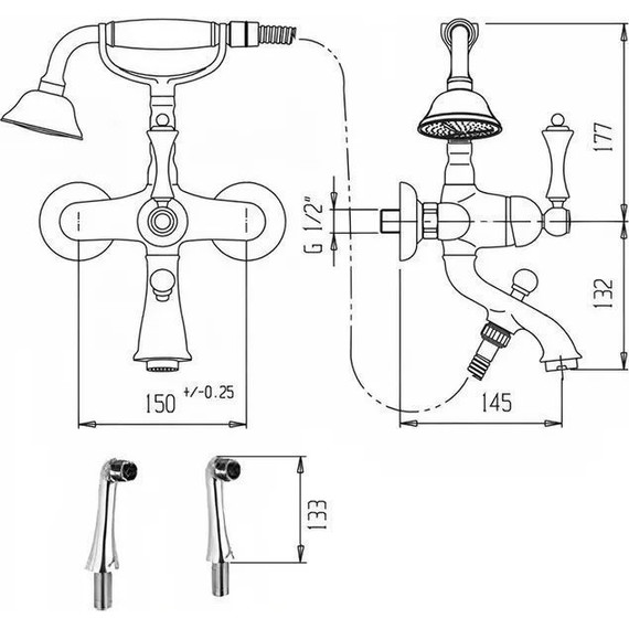 Смеситель для ванны Cezares MARGOT-PBV-02-Bi, бронза, Цвет производителя: бронза - фото 2