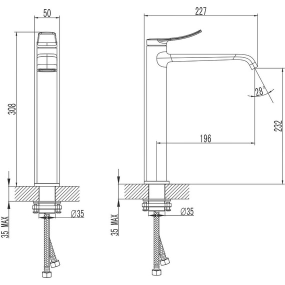 Смеситель для раковины высокий Azario Ability AZ-VQR168R31PA, черный, Цвет производителя: чёрный - фото 2