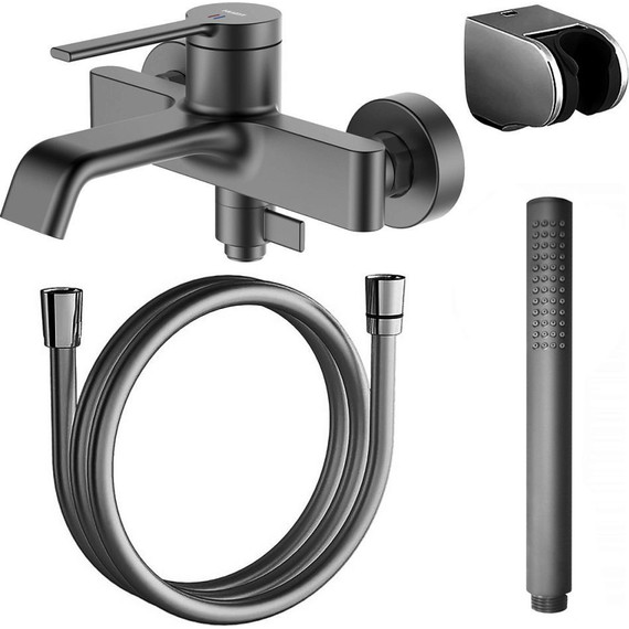 Смеситель для ванны Azario Vincente AZ-VRZ238326AJ, графит, Цвет производителя: оружейная сталь - фото 