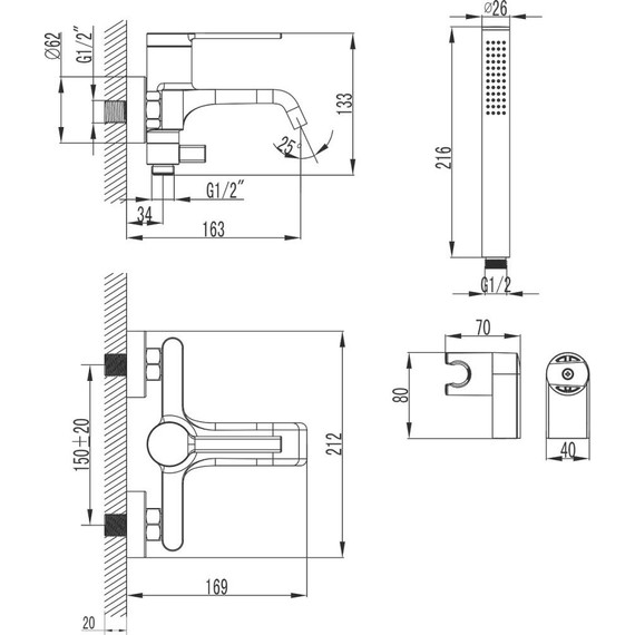Смеситель для ванны Azario Vincente AZ-VRZ238326C, Цвет производителя: хром - фото 6