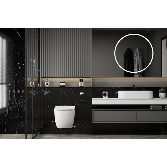 Унитаз подвесной безободковый Abber Bequem AC1100MW с крышкой микролифт, белый матовый - фото 2