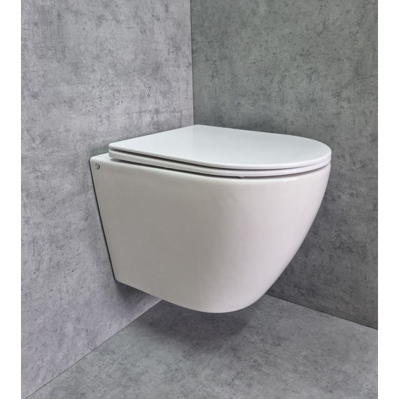 Унитаз подвесной CeramaLux Rimless TR2196 с крышкой микролифт (Система смыва торнадо) - фото 3