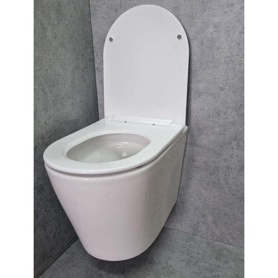 Унитаз подвесной CeramaLux Rimless TR5178 с крышкой микролифт (Система смыва торнадо), Цвет производителя: белый - фото 6