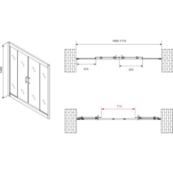 Шторка для ванны Abber Schwarzer Diamant 170 см AG57170M, хром/матовое - фото 4