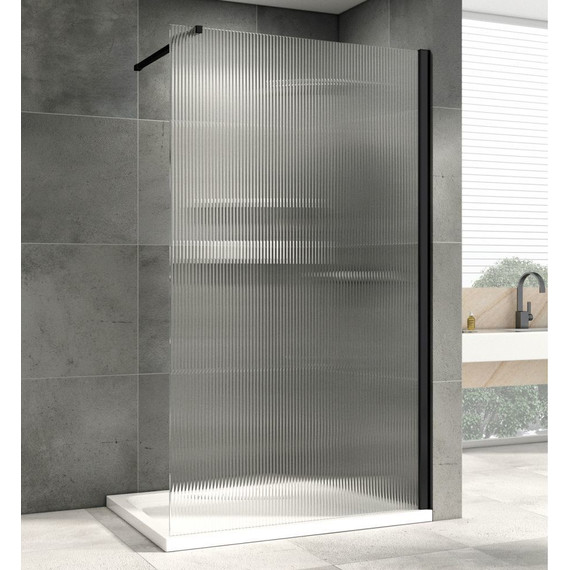 Душевая перегородка Abber Immer Offen 90 см AG61091R8 (стекло 8 мм), черный/рифленое - фото 