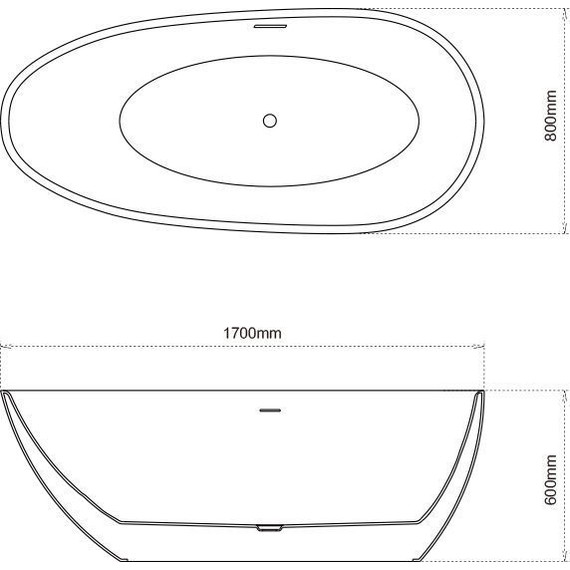 Ванна отдельностоящая Grossman Fly 170x80 см GR-1102M, белый матовый, Размер - мм: 1700х800 - фото 7