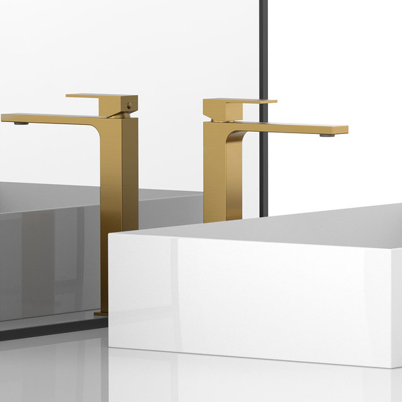 Смеситель для раковины высокий Vincea Cube VBF-1C02BG, брашированное золото - фото 2