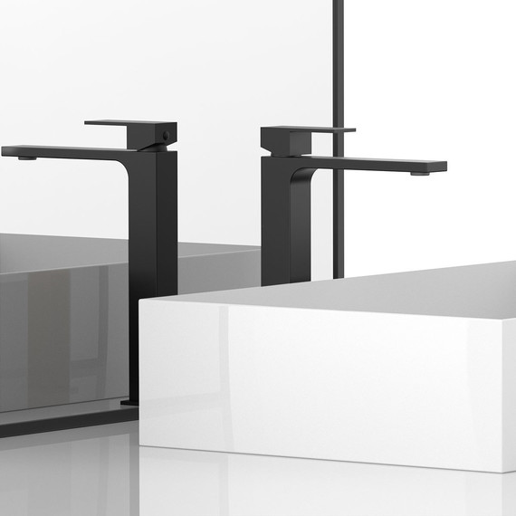 Смеситель для раковины высокий Vincea Cube VBF-1C02MB, черный - фото 2