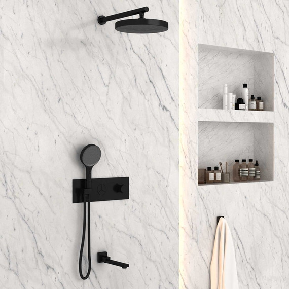 Душевая система для ванны с термостатом Vincea Inspire VSFW-432TI2MB, черный - фото 3