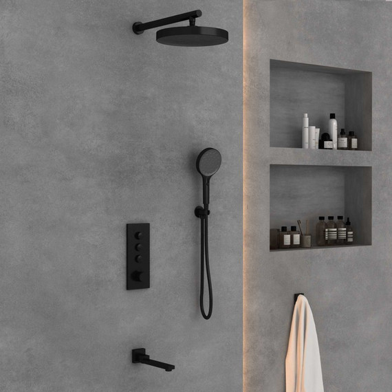 Душевая система для ванны с термостатом Vincea Inspire VSFW-433TI2MB, черный - фото 3