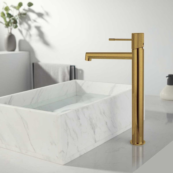 Смеситель для раковины высокий Vincea Desire VBF-1D2BG, брашированное золото - фото 2