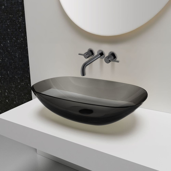 Смеситель для раковины настенный Vincea Groove VBFW-4G1GM, вороненая сталь - фото 2