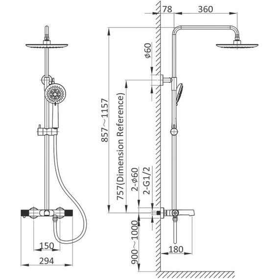 Душевая стойка с термостатом Vincea Desire VSFS-1D1TBG, брашированное золото - фото 7