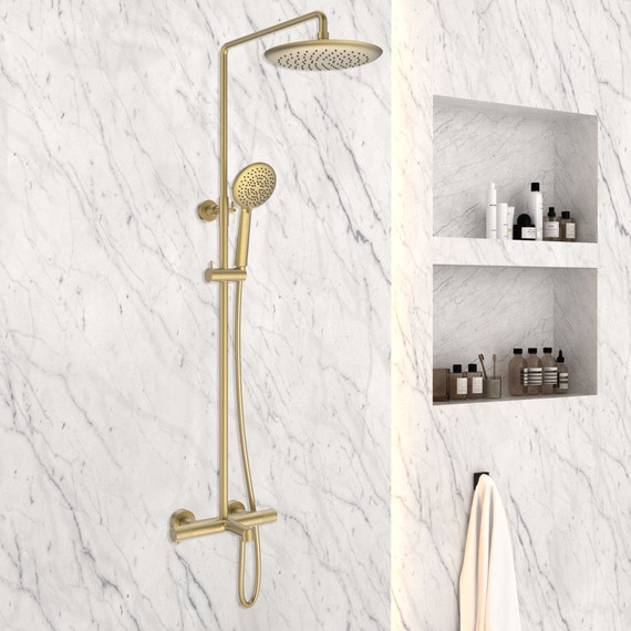 Душевая стойка с термостатом Vincea Desire VSFS-1D1TBG, брашированное золото - фото 2