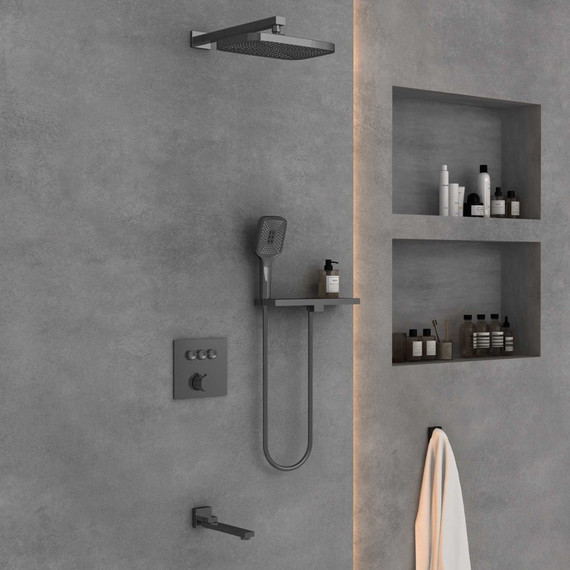 Душевая система для ванны Vincea VSFW-4311RGM, вороненая сталь - фото 