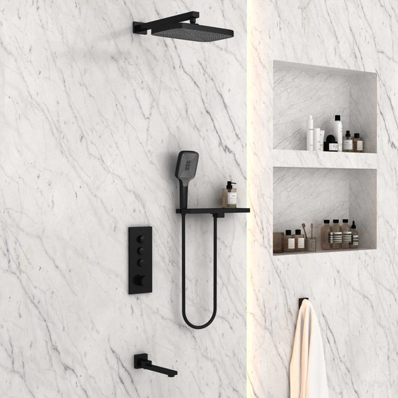 Душевая система для ванны с термостатом Vincea VSFW-431T1RMB, черный - фото 3