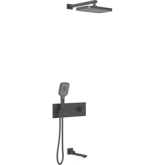 Душевая система для ванны с термостатом Vincea VSFW-432T1MB, черный - фото 