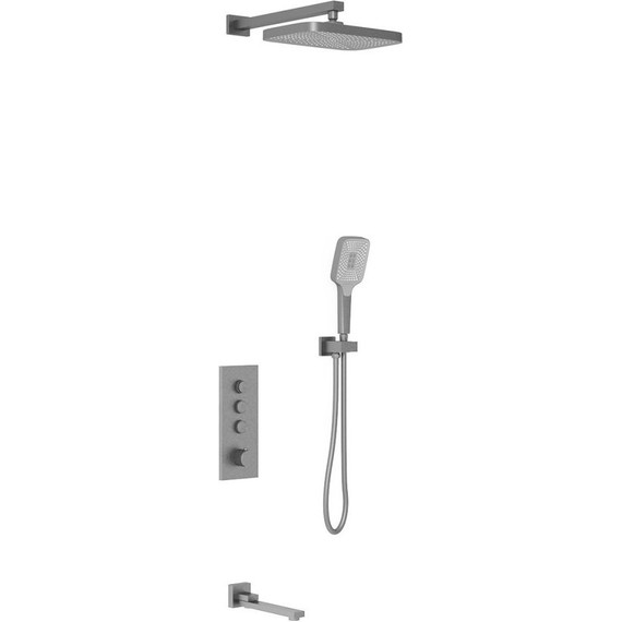 Душевая система для ванны с термостатом Vincea VSFW-433T1GM, вороненая сталь - фото 
