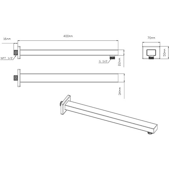 Верхний душ Vincea 315x210 мм VSHD-41CGM, вороненая сталь - фото 2