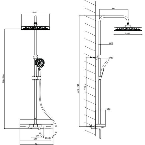 Душевая стойка с термостатом Vincea Inspire VSFS-3I12TGM, вороненая сталь - фото 7