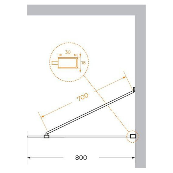 Душевая перегородка Cezares 80 см LIBERTA-L-1-TB-80-GR-NERO (стекло 8 мм) черный/графит - фото 4