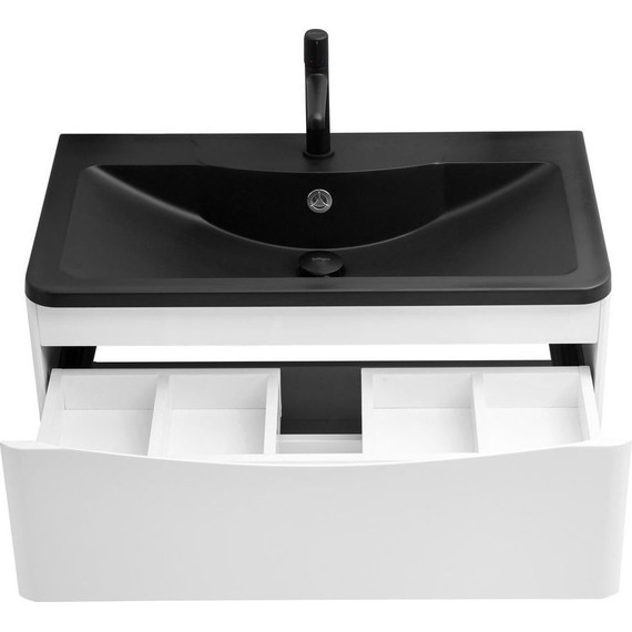 Тумба подвесная с раковиной BelBagno ACQUA-1000-2C-SO-BL 100 см, Bianco Lucido (раковина BB1000/455-LV-ART-ALR-NERO), Цвет фасада: Bianco Lucido Nero - фото 9