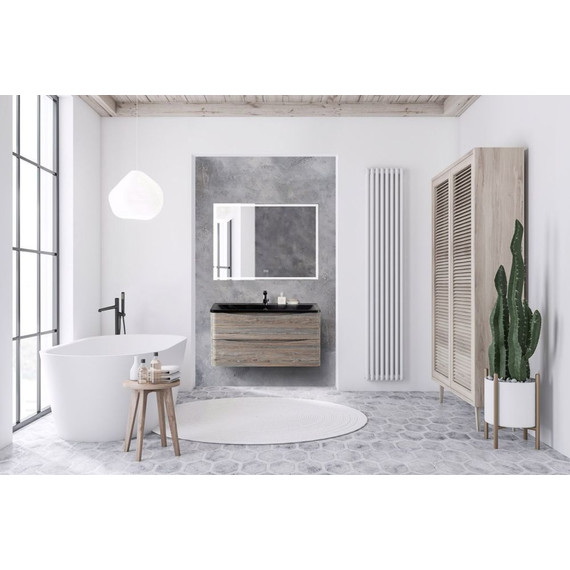 Тумба подвесная с раковиной BelBagno ACQUA-1000-2C-SO-PS 100 см, Pino Scania (раковина BB1000/455-LV-ART-ALR-NERO), Цвет фасада: Pino Scania Nero - фото 2