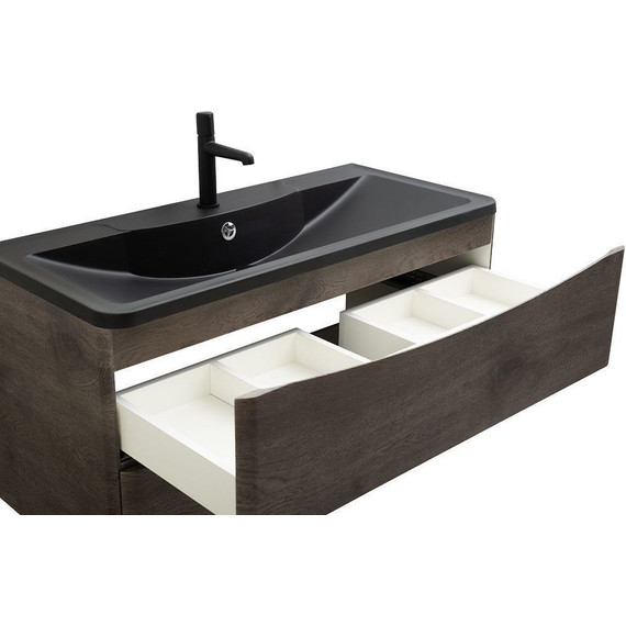 Тумба подвесная с раковиной BelBagno ACQUA-1000-2C-SO-RNG 100 см, Rovere Nature Grigio (раковина BB1000/455-LV-ART-ALR-NERO), Цвет фасада: Rovere Nature Grigio Nero - фото 6