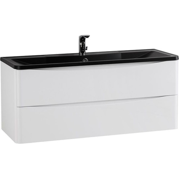 Тумба подвесная с раковиной BelBagno ACQUA-1200-2C-SO-BL 120 см, Bianco Lucido (раковина BB1200/455-LV-ART-ALR-NERO), Цвет фасада: Bianco Lucido Nero - фото 5